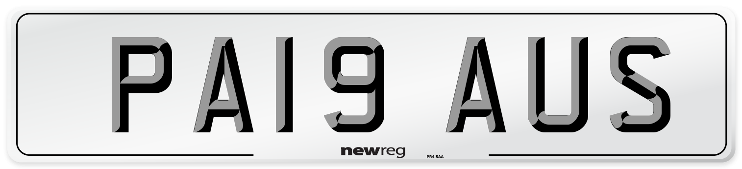 PA19 AUS Number Plate from New Reg